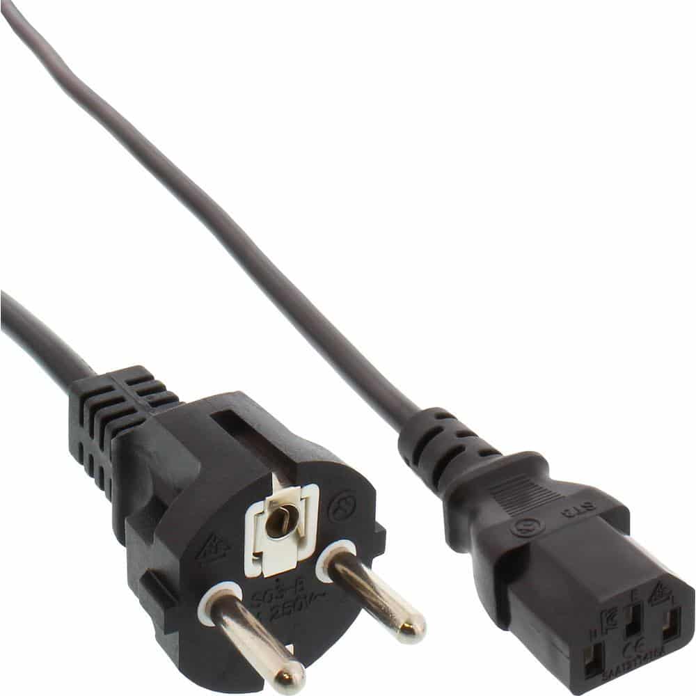Ekstra uzun/renkli şebeke kablosu, C13 IEC fişine düz topraklama kontağı