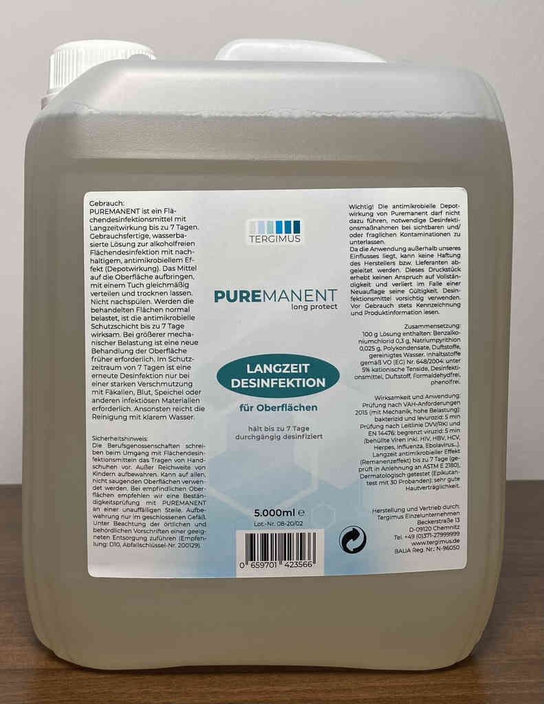 TERGIMUS Puremanent Long Protect uzun süreli yüzey dezenfektanı